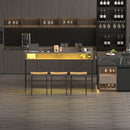 59 Inch Bar Table with Stools and LED Light