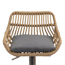 COOLMORE Modern Swivel Bar Stools Set of 2 Adjustable Counter Height Chairs with Footrest in Gray Linen