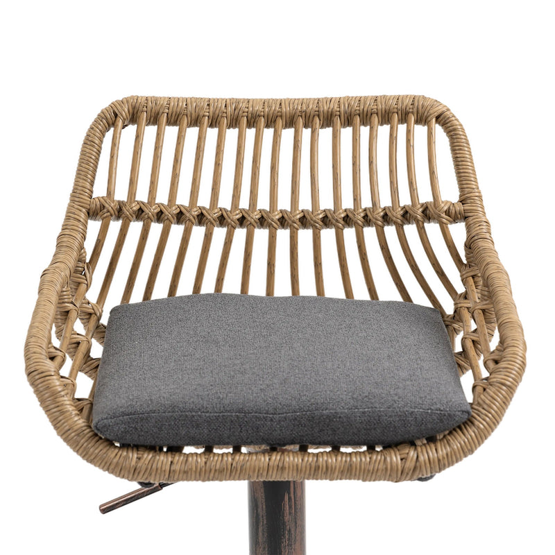 COOLMORE Modern Swivel Bar Stools Set of 2 Adjustable Counter Height Chairs with Footrest in Gray Linen