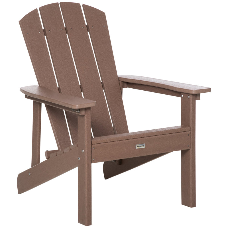 Adirondack Chair, Faux Wood Patio & Fire Pit Chair, Weather Resistant HDPE for Deck, Outside Garden, Porch, Backyard, Brown