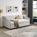 Upholstered Tufted Daybed With Drawers, Waved Arms by Unique Piece Furniture