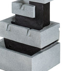 Decorative 4 Tier Block Fountain With Light, For Indoor And Outdoor - Black / Gray by HouseOfZazla