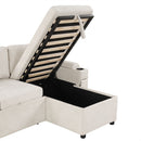 Convertible L Shaped Sofa Couch With Storage, Cup Holders, USB Ports by HouseOfZazla