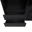 Kitchen Island With Extendable Rotating Table, 4 Drawers & Glass Door Cabinets, Built In Socket - Black by HouseOfZazla