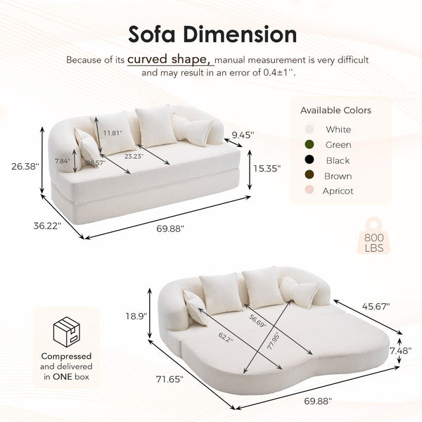 2-in-1 Foldable Sofa Bed with 4 Pillows, photo 2 of 10