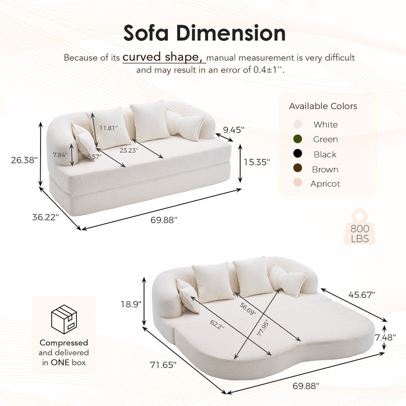 2-in-1 Foldable Sofa Bed with 4 Pillows, photo 2 of 10