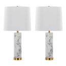Marabella - Contemporary Marble Table Lamp (Set of 2) - Brass / White by HouseOfZazla