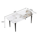 70.87" Modern Artificial Stone Pandora White Curved Black Metal Leg Dining Table - Antique White by HouseOfZazla