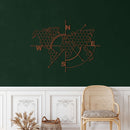 Honeycomb World Map Compass Metal Wall Art