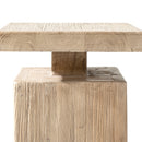 Calder 18' Solid Square Reclaimed Elm Block Plinth Side Table, Heritage Light Natural Brown