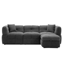 87.7" Sectional Sofa Cozy Teddy Fleece Fabric Sectional Sofa Couch with Two USB Ports a Movable Storage Ottoman and Two Lumbar Pillows for Living Room, Gray