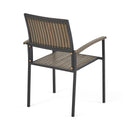 Vermilion Outdoor Dining Chair With Vertical Slat And Wooden Arm by HouseOfZazla