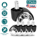 5Pcs Office Chair Wheels Polyurethane Rolling Caster Replacement for Hardwood Floor Carpet Universal Fit 496LBS Max Load