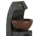 Sculptural Water Fountain With Bowl Basin, With Light And Pump, For Indoor And Outdoor - Brown / Black by HouseOfZazla