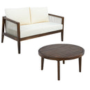 Outdoor Loveseat and Coffee Table Set, Acacia Wood Frame with Rope Detail by HouseOfZazla