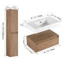 Modern Wall Mounted 30 Inch Bathroom Vanity With Resin Sink And 2 Side Cabinet In Imitative - Imitative Oak by HouseOfZazla