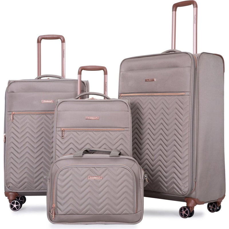 4-Piece Set (16/20/24/28), Softshell Suitcase Spinner Wheels Terylene Luggage Sets Carry On Suitcase Luggage Lightweight Durable Suitcase Khaki
