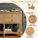 Console Table With 4 Soft Close Drawers, Thick Bottom Shelf For Living Room - Natural by HouseOfZazla