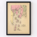 Vintage Map of Boothbay, Maine 1894
