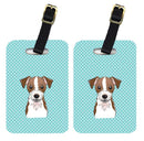 Checkerboard Blue Jack Russell Terrier Luggage Tag