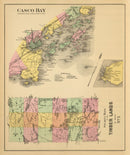 Vintage Map of Casco Bay, Maine 1894
