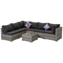 7 Piece Outdoor PE Wicker Furniture Set, Patio Black Rattan Sectional Sofa Couch with Washable Cushions
