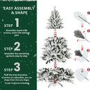 6ft Snow-Flocked Pre-Lit Christmas Tree with 1100 PE+PVC Tips