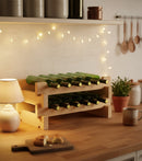 Stackable Wood Wine Rack Customizable for Growing Bottle Collection, Small and Space Saving Holds 12 Bottles