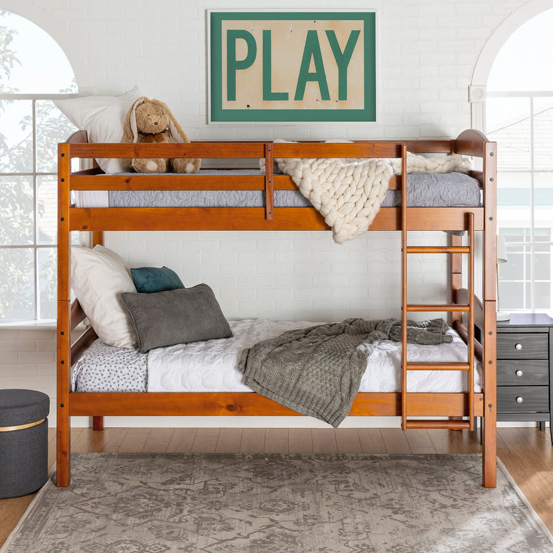 Carolina Transitional Solid Wood Twin-over-Twin Bunk Bed