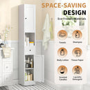 Tall Bathroom Storage Cabinet, 5-Tier Narrow With 2 Doors & Adjustable Shelves, Freestanding - White by HouseOfZazla