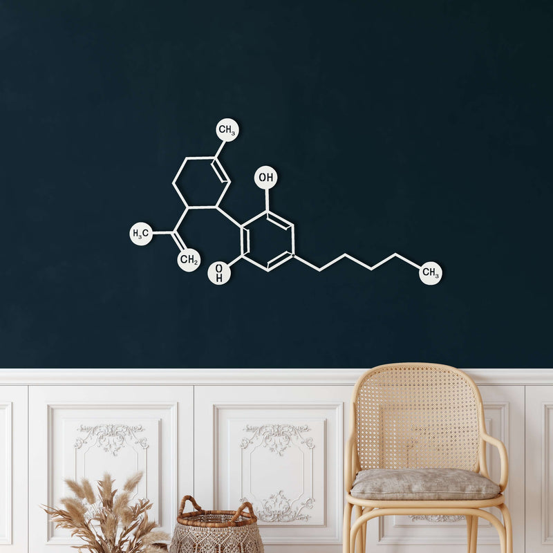 Cannabidiol CBD Molecule Metal Wall Art