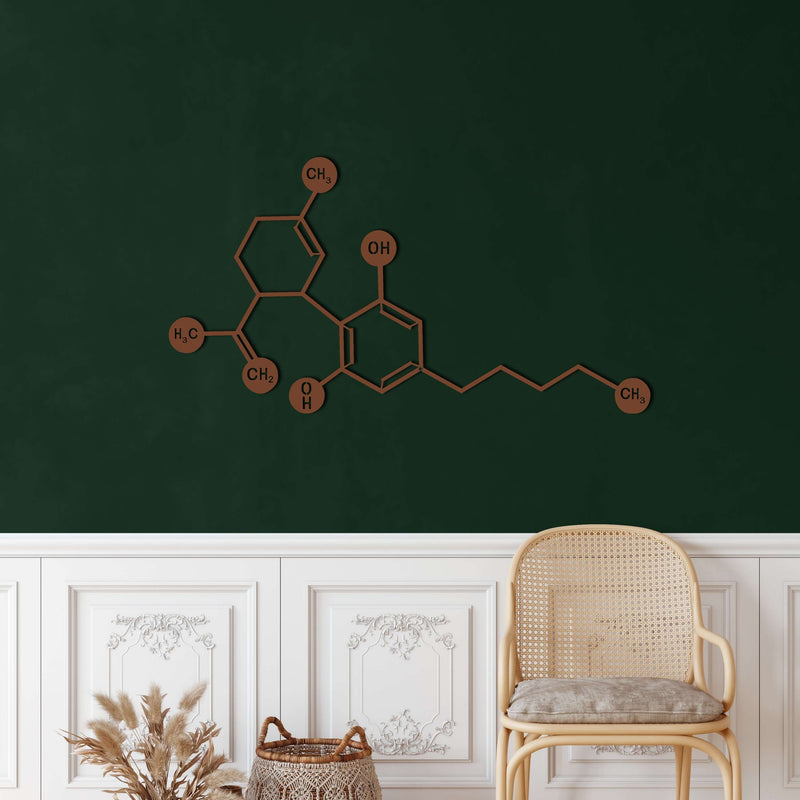 Cannabidiol CBD Molecule Metal Wall Art
