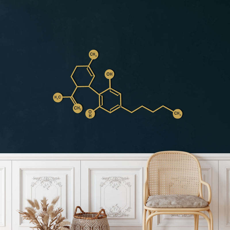 Cannabidiol CBD Molecule Metal Wall Art
