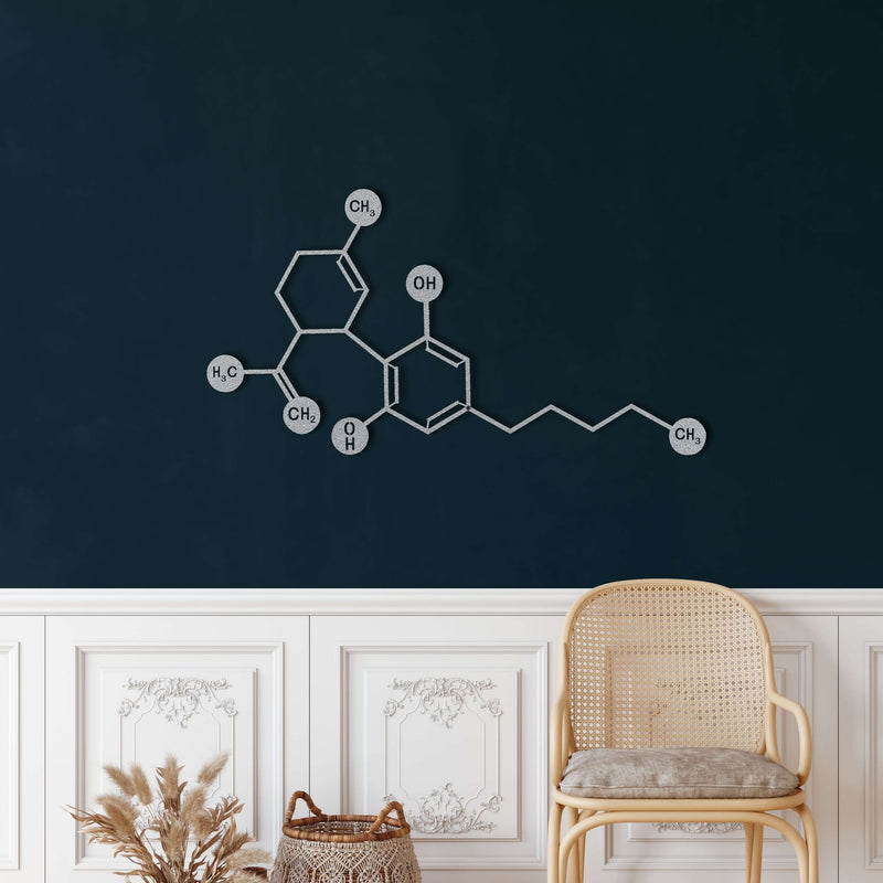 Cannabidiol CBD Molecule Metal Wall Art