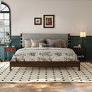 Premium Rubber Wood Platform Bed Frame, King Size with Headboard by HouseOfZazla