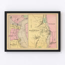 Vintage Map of Hallowell, Maine 1894