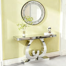 Modern Mirror Side Table with Double C-Shape Base
