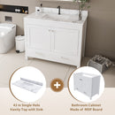 43" Bathroom Vanity With Artificial Marble Carrara Top Set, Multi Functional Cabinet With Doors And Drawer - White by Unique Piece Furniture