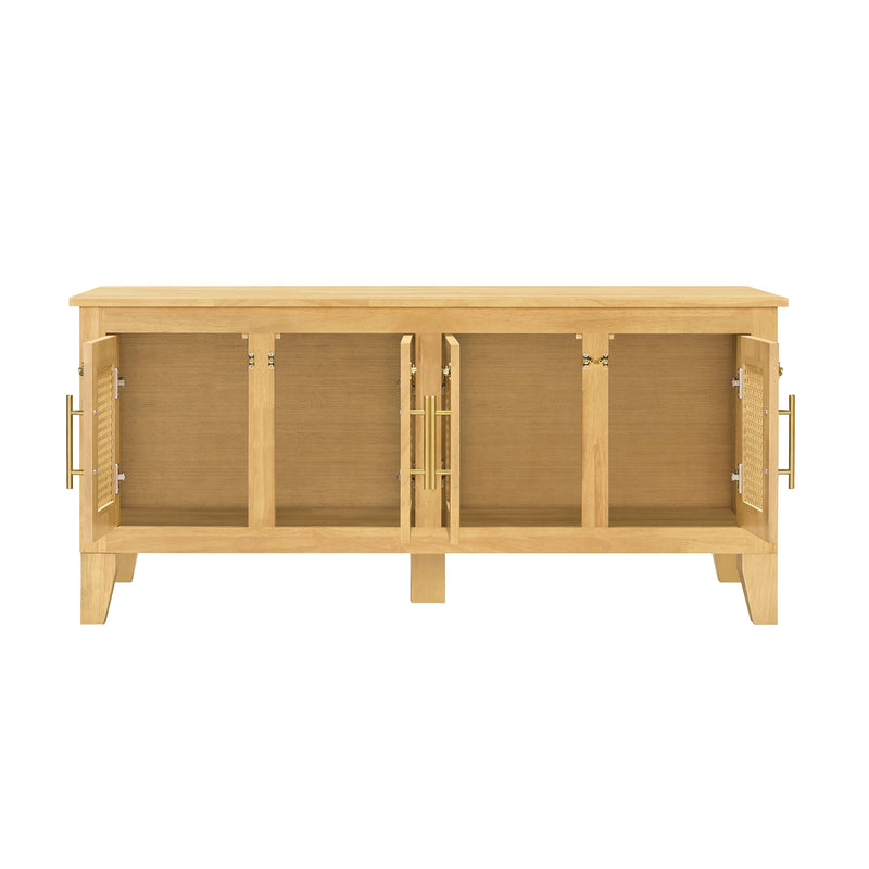 Lars Indoor Rattan Decorated Rubber Wood Dog Crate Cabinet, photo 5 of 10