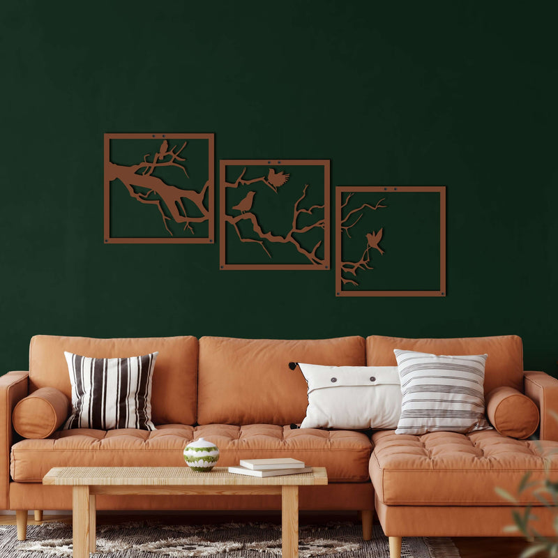Birds on Branch Metal Wall Art
