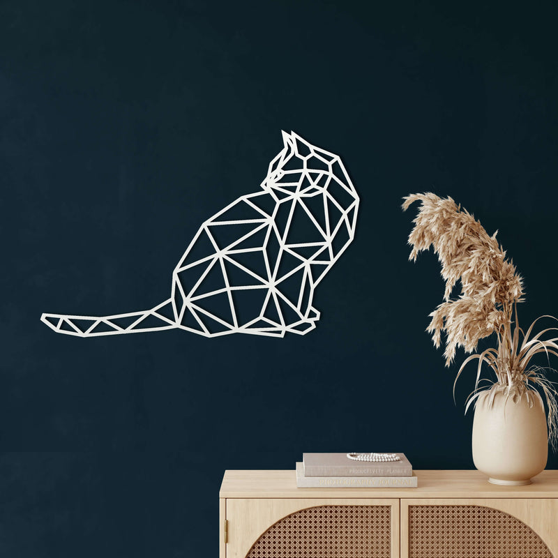 Geometric Cat Metal Wall Art