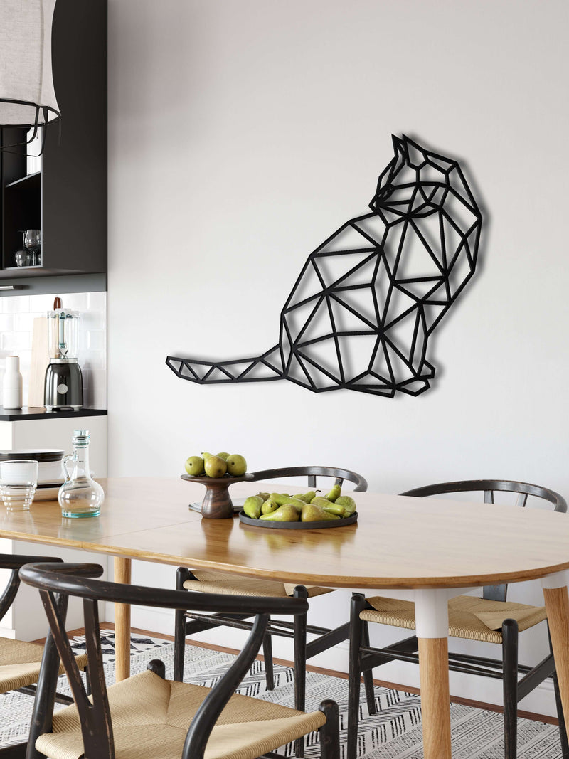 Geometric Cat Metal Wall Art