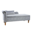 Chaise Lounge Indoor, Lounge Chair For Bedroom With Storage & Pillow, Modern Upholstered Rolled Arm Chase Lounge For Sleeping With Nailhead Trim For Living Room Bedroom Office by HouseOfZazla
