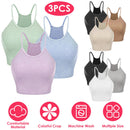 3 Pack Women Crop Basic Tank Top Ribbed Knit Sleeveless Round Neck 9 Color Machine Wash Summer Crop S to XL