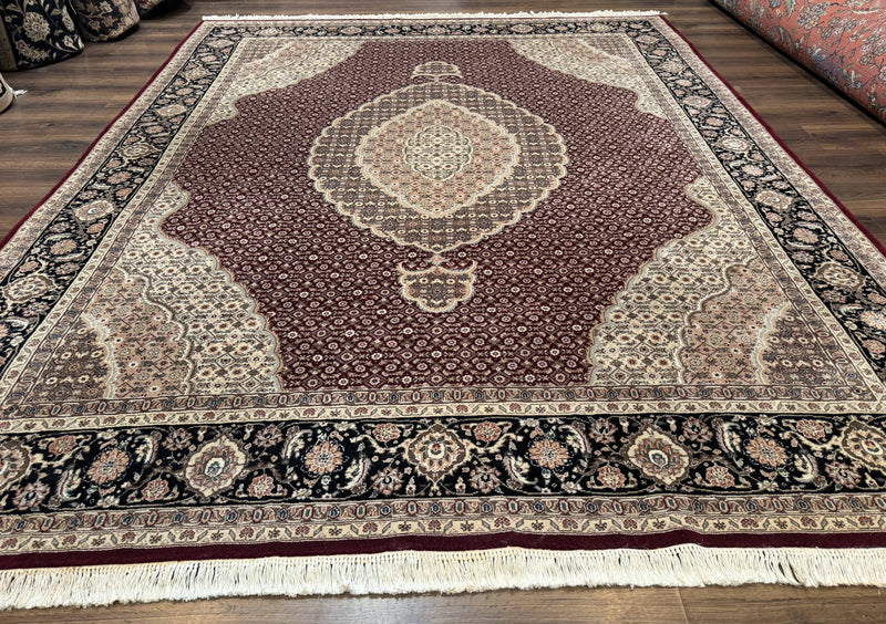 Sino Persian Rug 8x10, Herati, Elegant Oriental Carpet, Dark Maroon