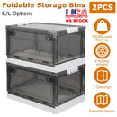 2 Packs Foldable Storage Bins Collapsible Storage Box Organizer Stackable Toy Container with Double Doors Top Lid Rolling Wheels for Clothes Toys Book