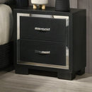 2 Drawer Bedroom Nightstand With Handles - Black by HouseOfZazla