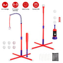 3-In-1 Baseball Toy Set For 3-5Years Old Kids And Toddlers Includes Tee Ball Stand Hanging Tee Automatic Ball Launcher with Adjustable Height For Indo