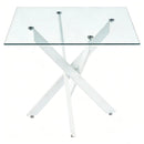 Dining Table With Cross Metal Leg And Tempered Glass, Modern Space Saving Kitchen Table For Living Room Legs, Square Table by Unique Piece Furniture