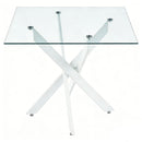 Dining Table With Cross Metal Leg And Tempered Glass, Modern Space Saving Kitchen Table For Living Room Legs, Square Table by HouseOfZazla